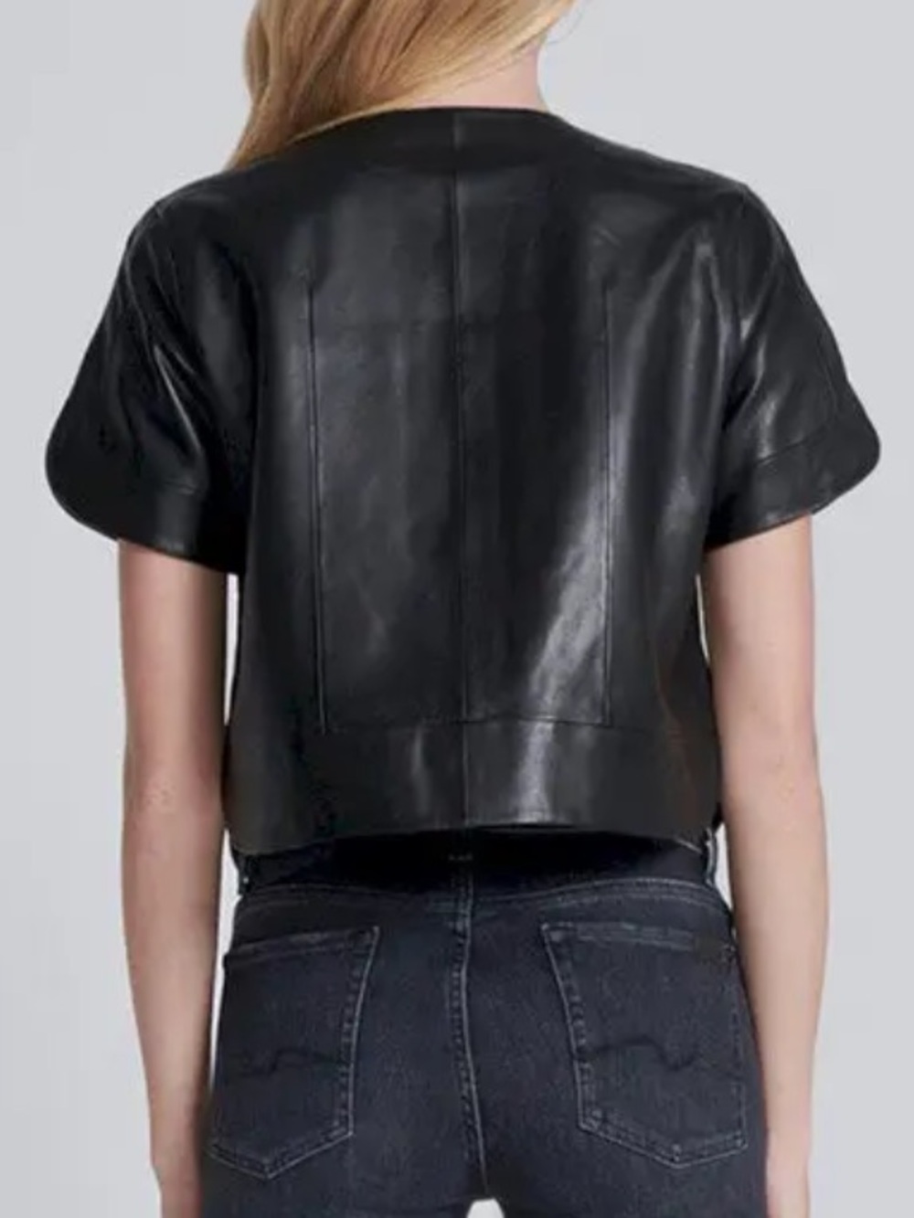 7 For All Mankind Black Leather Top